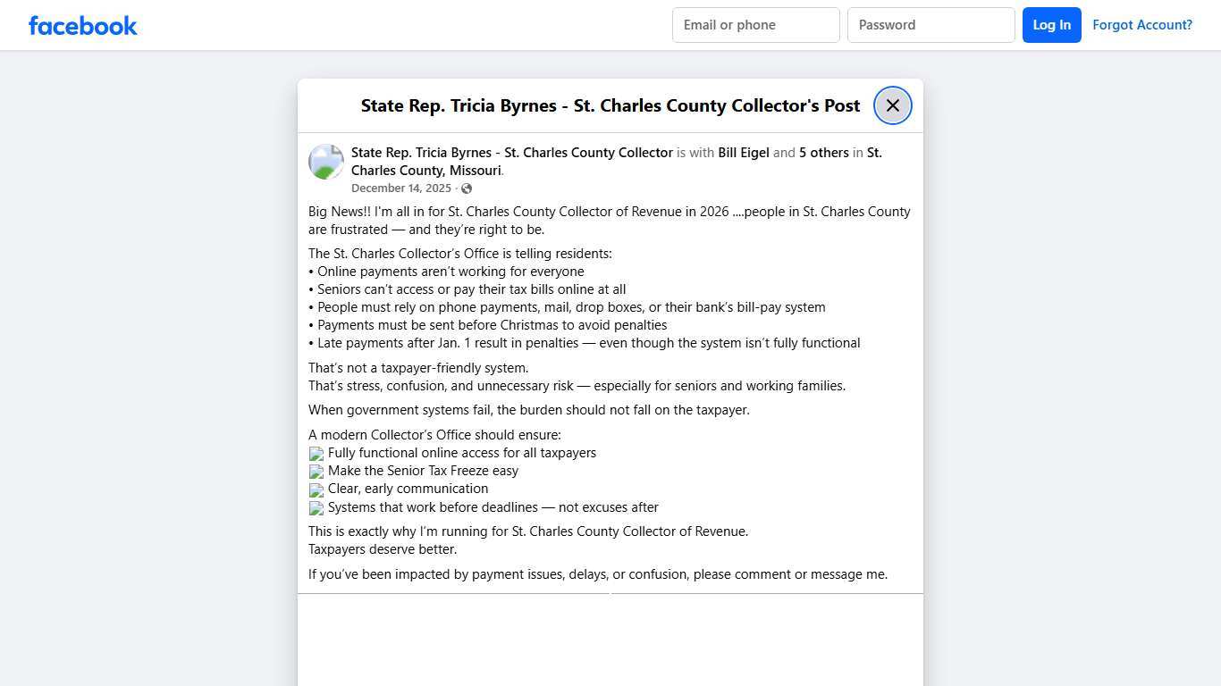 B... - State Rep. Tricia Byrnes - St. Charles County Collector Facebook