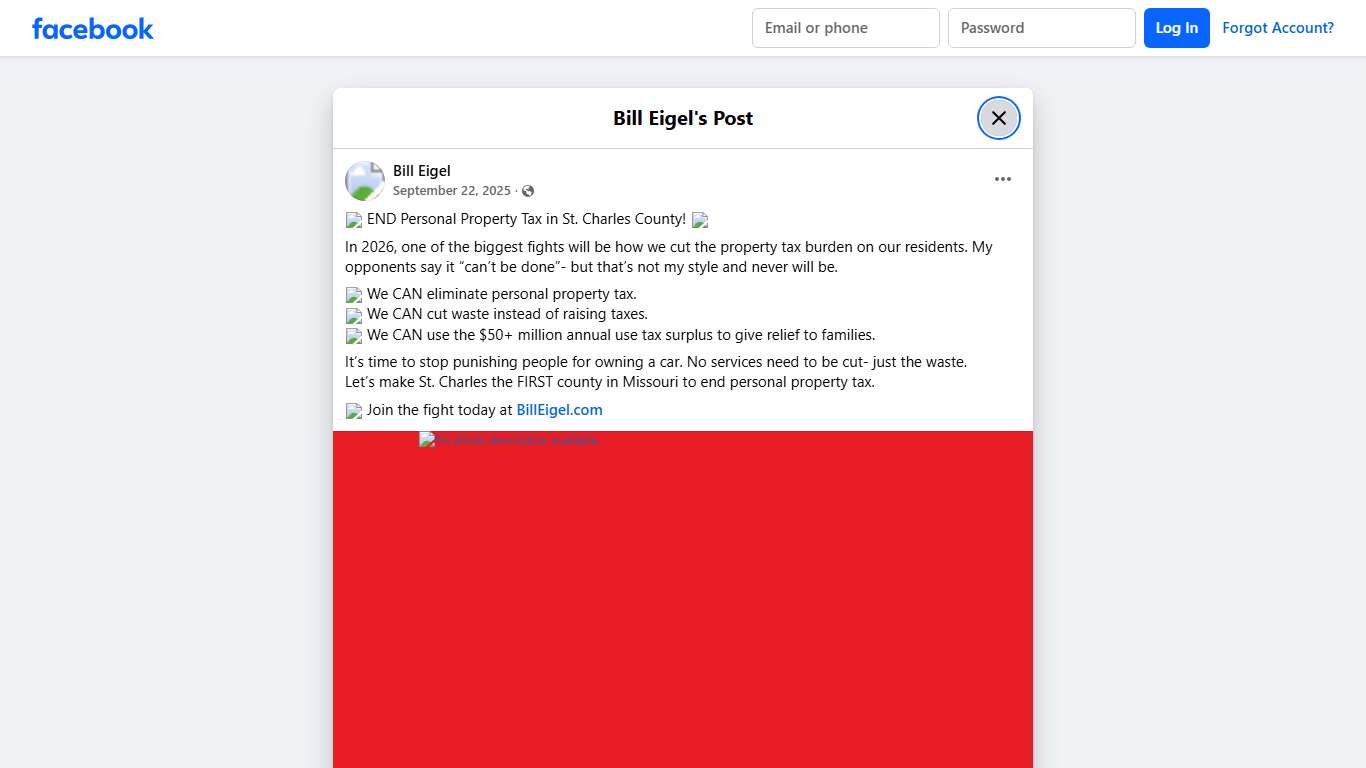 Bill Eigel - 🚨 END Personal Property Tax in St. Charles... Facebook